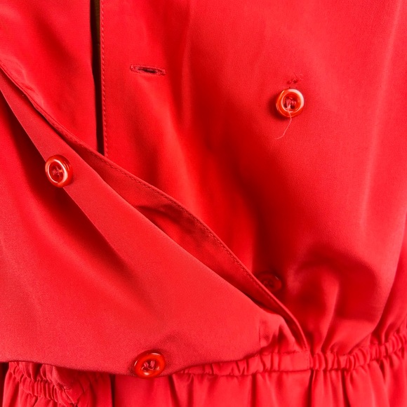 Talbots | Red Vintage Long Sleeve Polyester Midi Dress, petite, size 14P - Picture 7 of 14